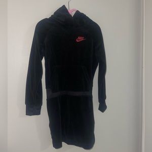 NWOT Little girl, Nike Hooded velour black dress, size 6X